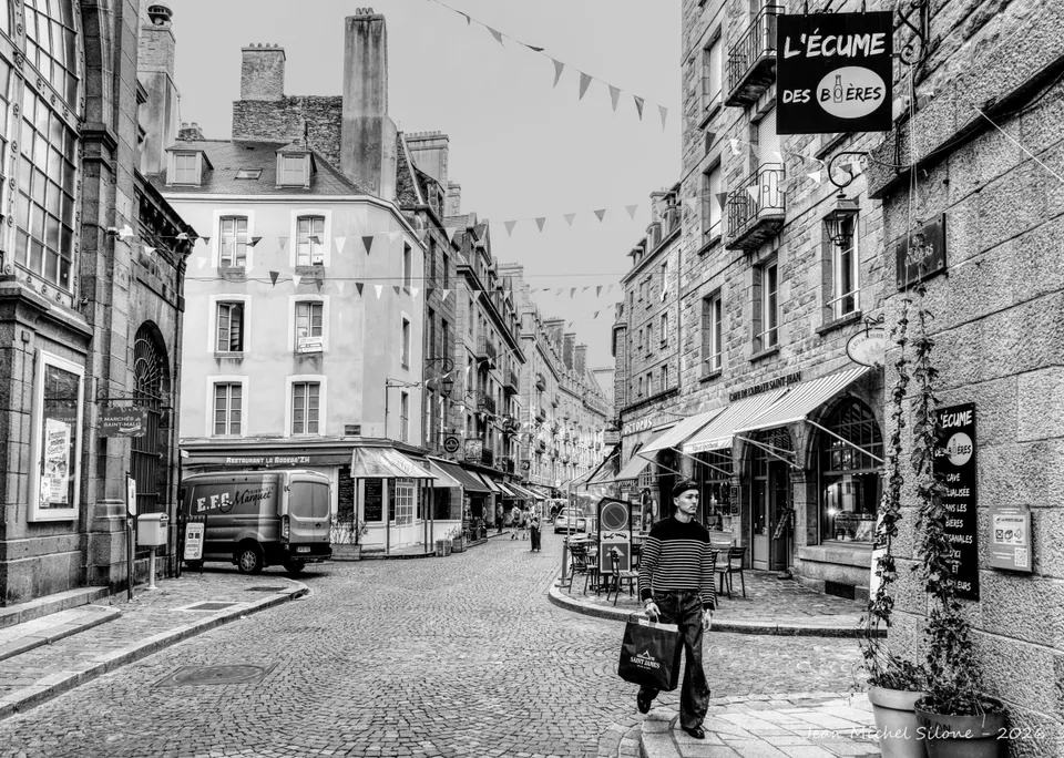 rues, noir et blanc, fusion