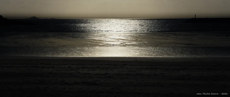 mer, contre-jour, panoramique