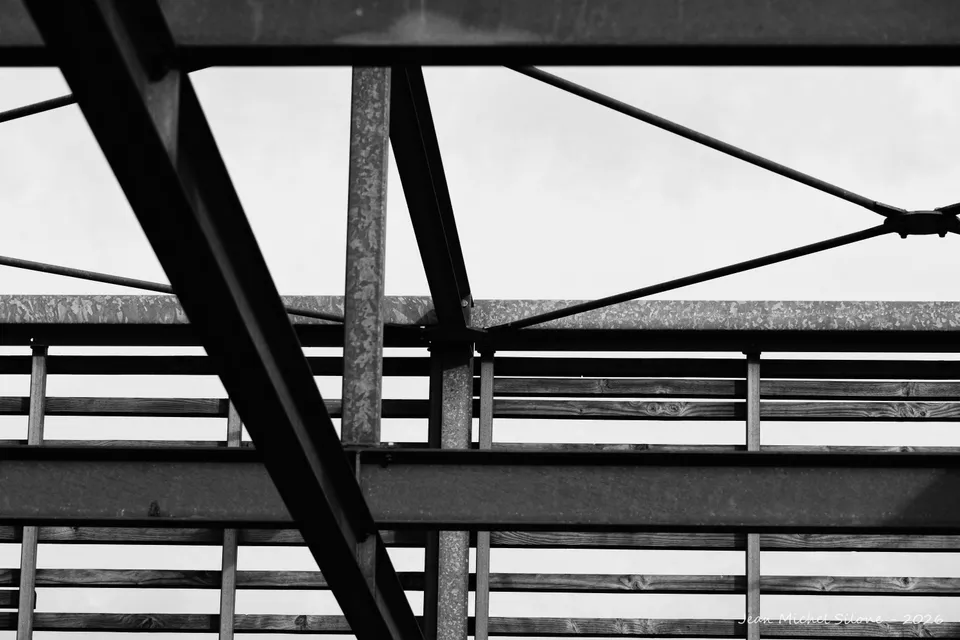 architecture, géométrie, noir et blanc
